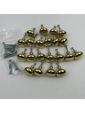 21 Solid Brass Cabinet Knobs 1-1/4" Polished Mushroom Drawer Pulls with Screws